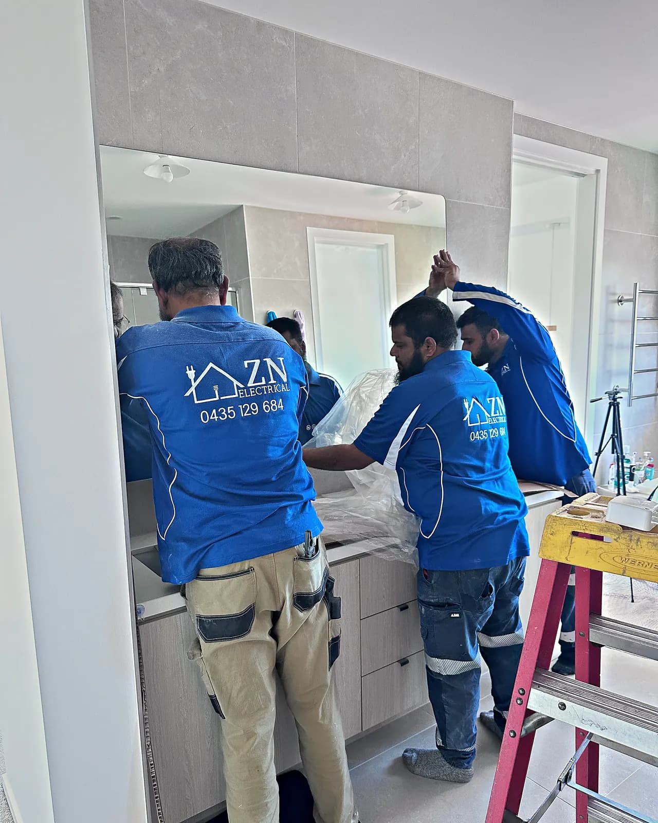 ZN Electrical team on a bathroom fit-out