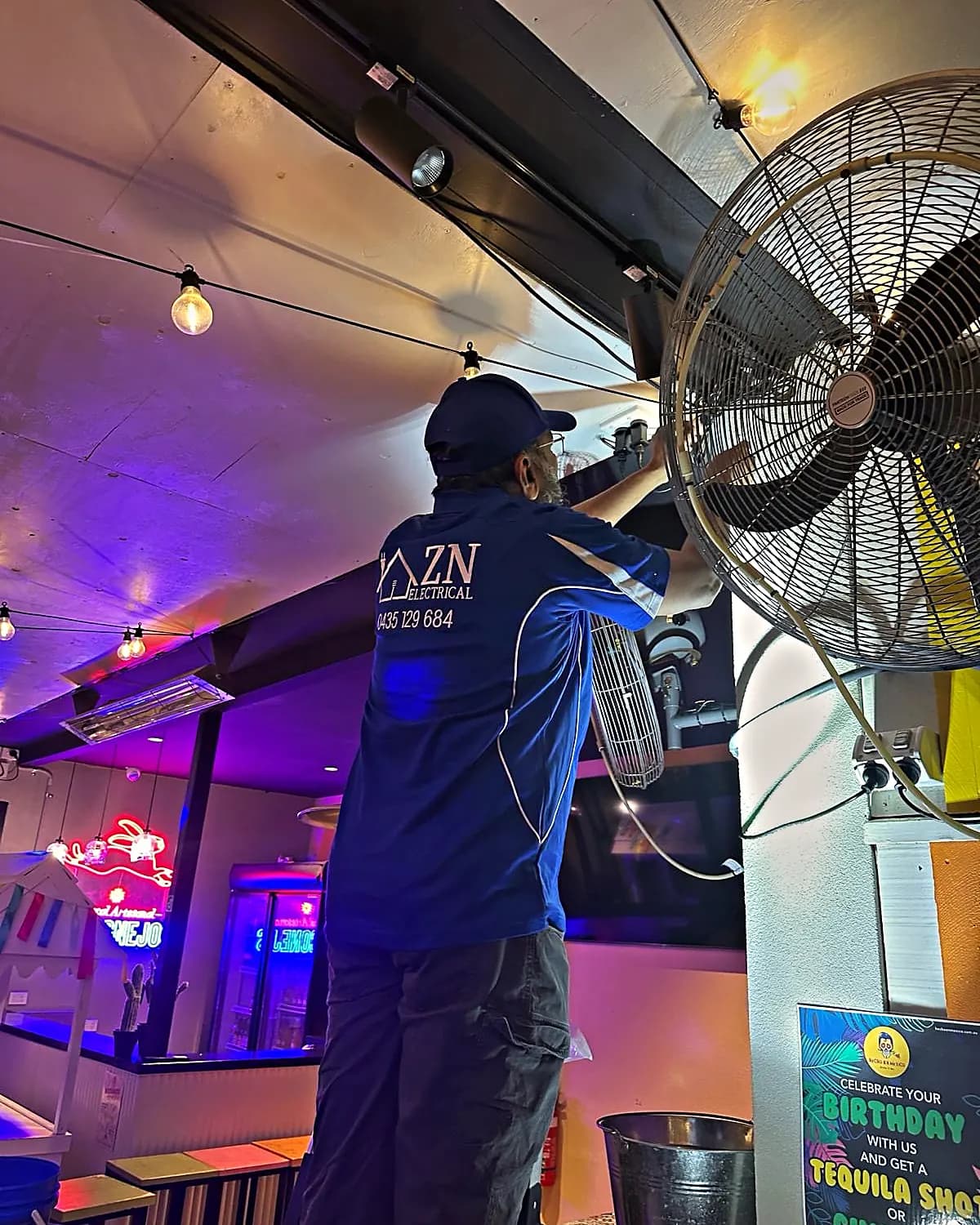 ZN Electrical electrician working in a hospitality venue